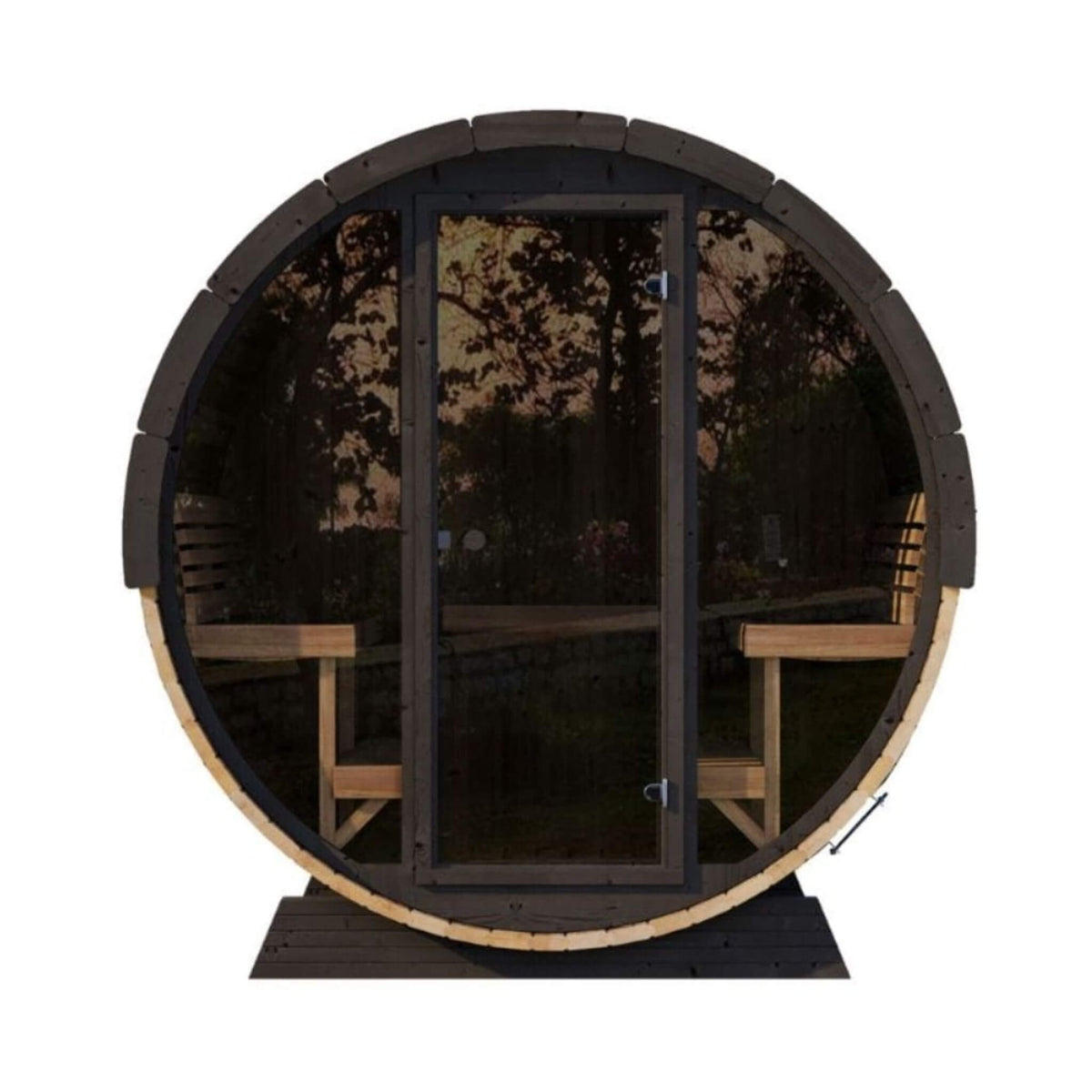 SaunaLife Ergo EE8G 6-Person Outdoor Barrel Sauna with Glass Front
