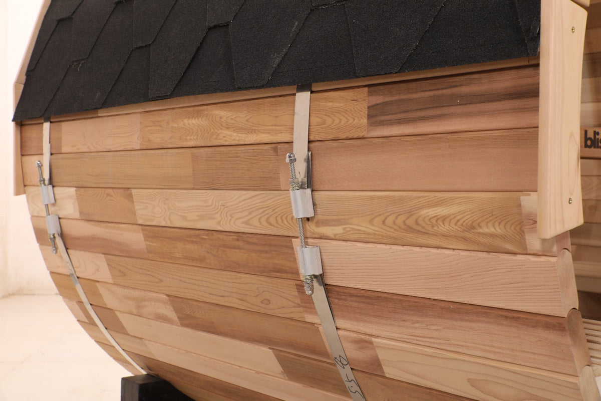 Blisspod Prague Red Cedar Outdoor Barrel Sauna with Glass Back