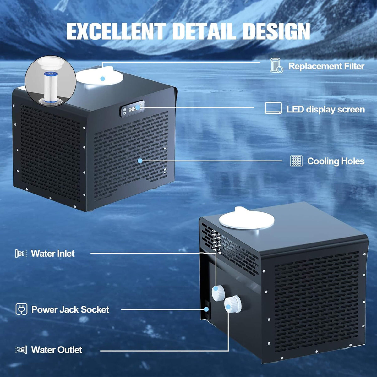 Foldable Cold Plunge Tub with 1/3 HP Smart Chiller