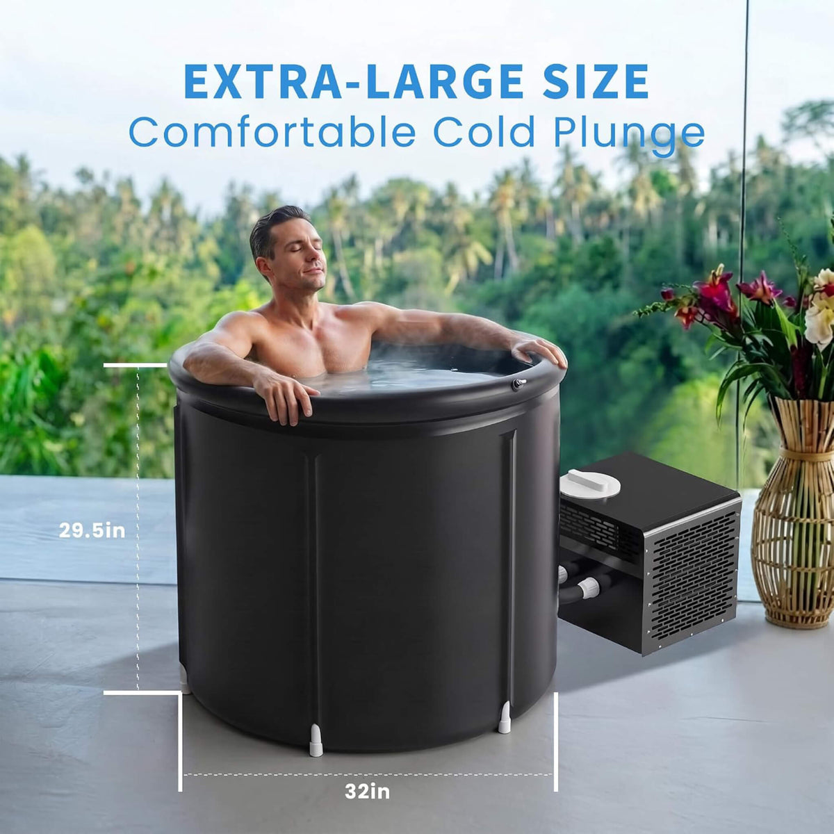 Foldable Cold Plunge Tub with 1/3 HP Smart Chiller