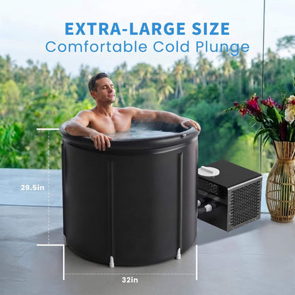 Foldable Cold Plunge Tub with 1/3 HP Smart Chiller