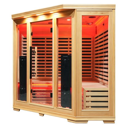 Blisspod Vienna Red 4-5 Person Full-Spectrum Corner Sauna