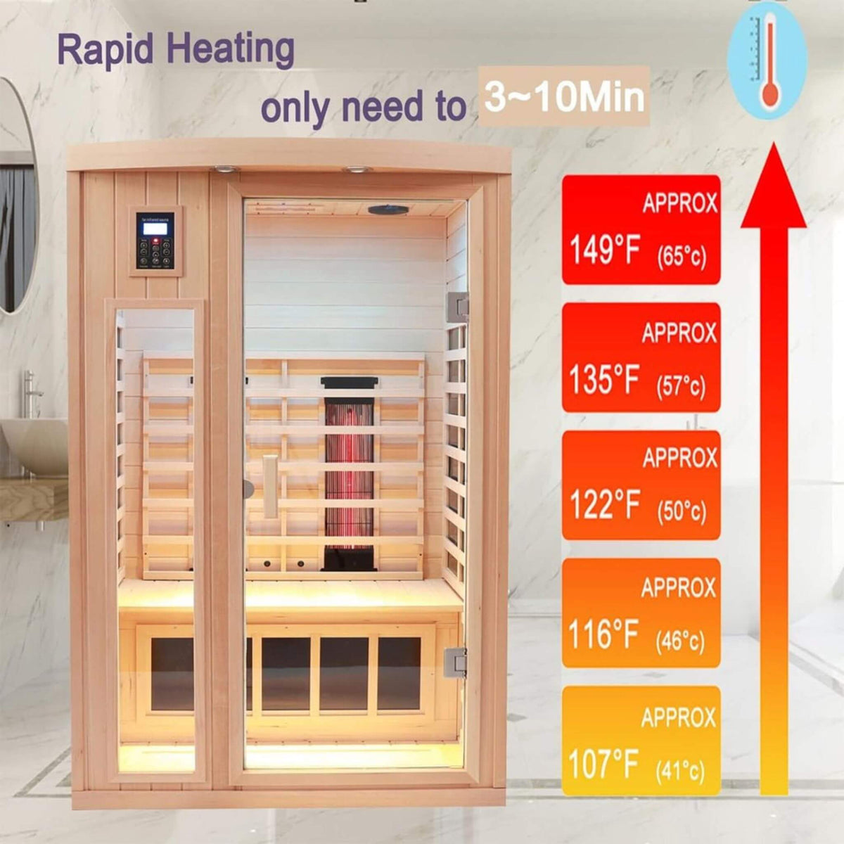 Orien 2-Person Far Infrared Sauna with Ceramic Heaters, 1760W