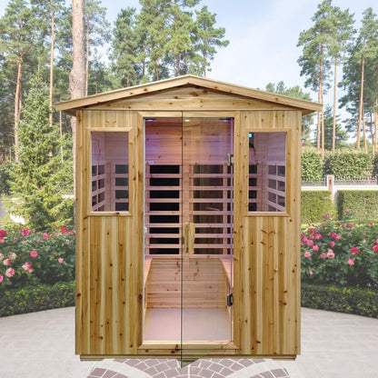 Deluxe 4-Person Outdoor Infrared Hemlock Sauna