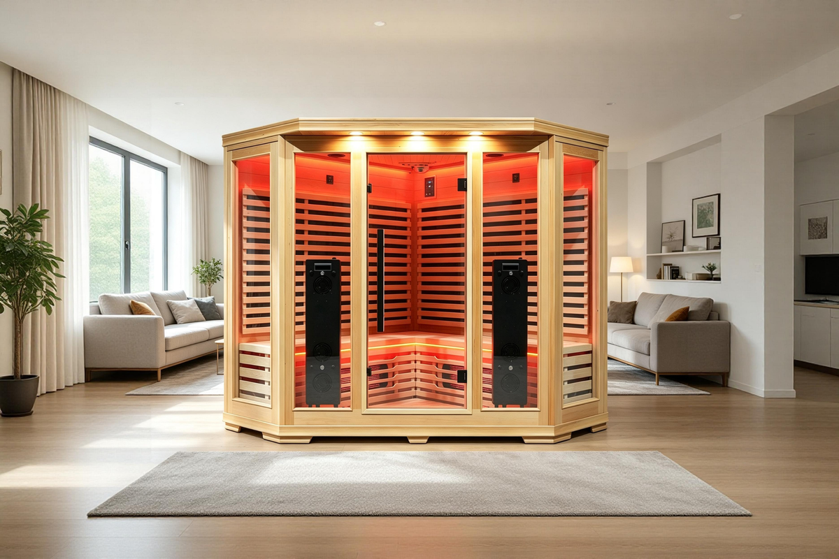 Blisspod Vienna Red 4-5 Person Full-Spectrum Corner Sauna