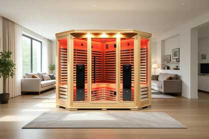 Blisspod Vienna Red 4-5 Person Full-Spectrum Corner Sauna