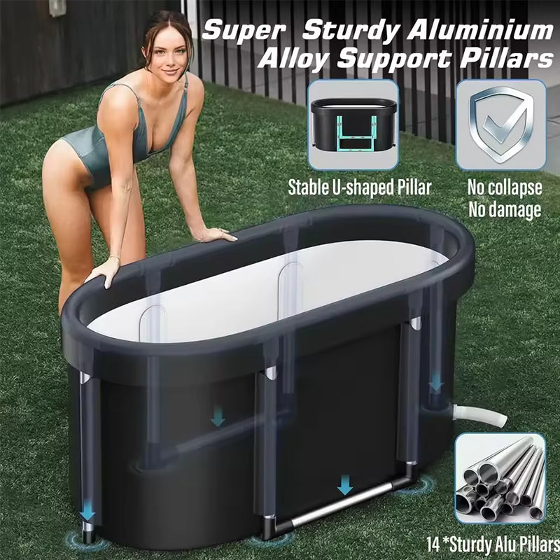 Portable Foldable Ice Bath Tub with Insulated Cover
