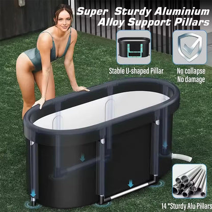 Portable Foldable Ice Bath Tub with Insulated Cover
