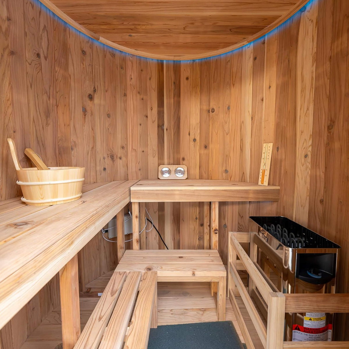 Barcelona 4-Person Cedar Vertical Barrel Sauna with 6 kW Heater
