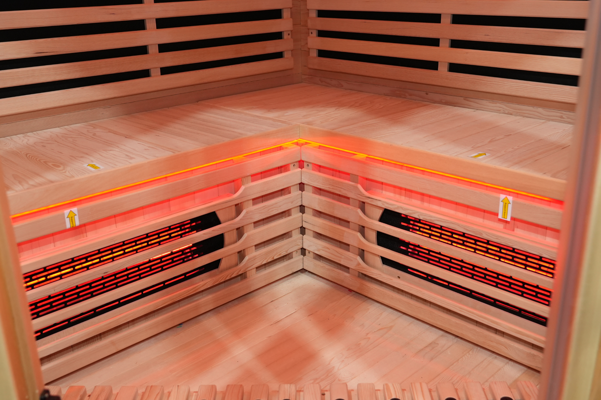 Blisspod Vienna Red 4-5 Person Full-Spectrum Corner Sauna