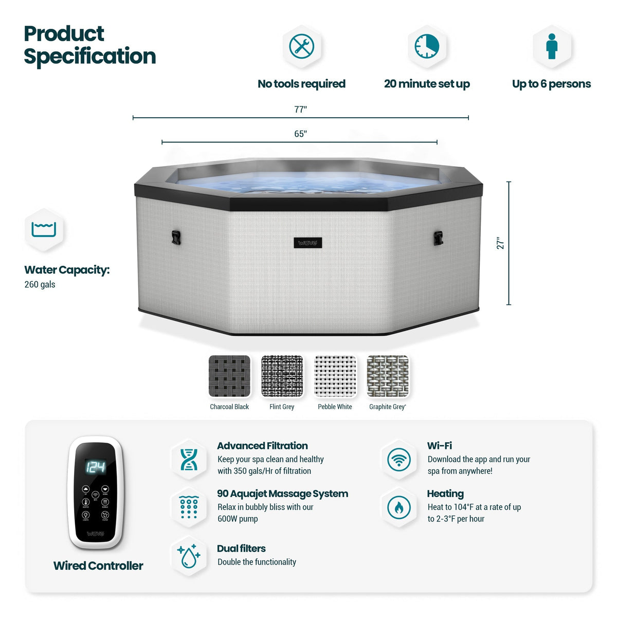Wave Spas Como 6-Person Octagon Hot Tub