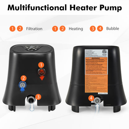 Costway 1350W Electric Heater Pump for Inflatable Hot Tubs, Black