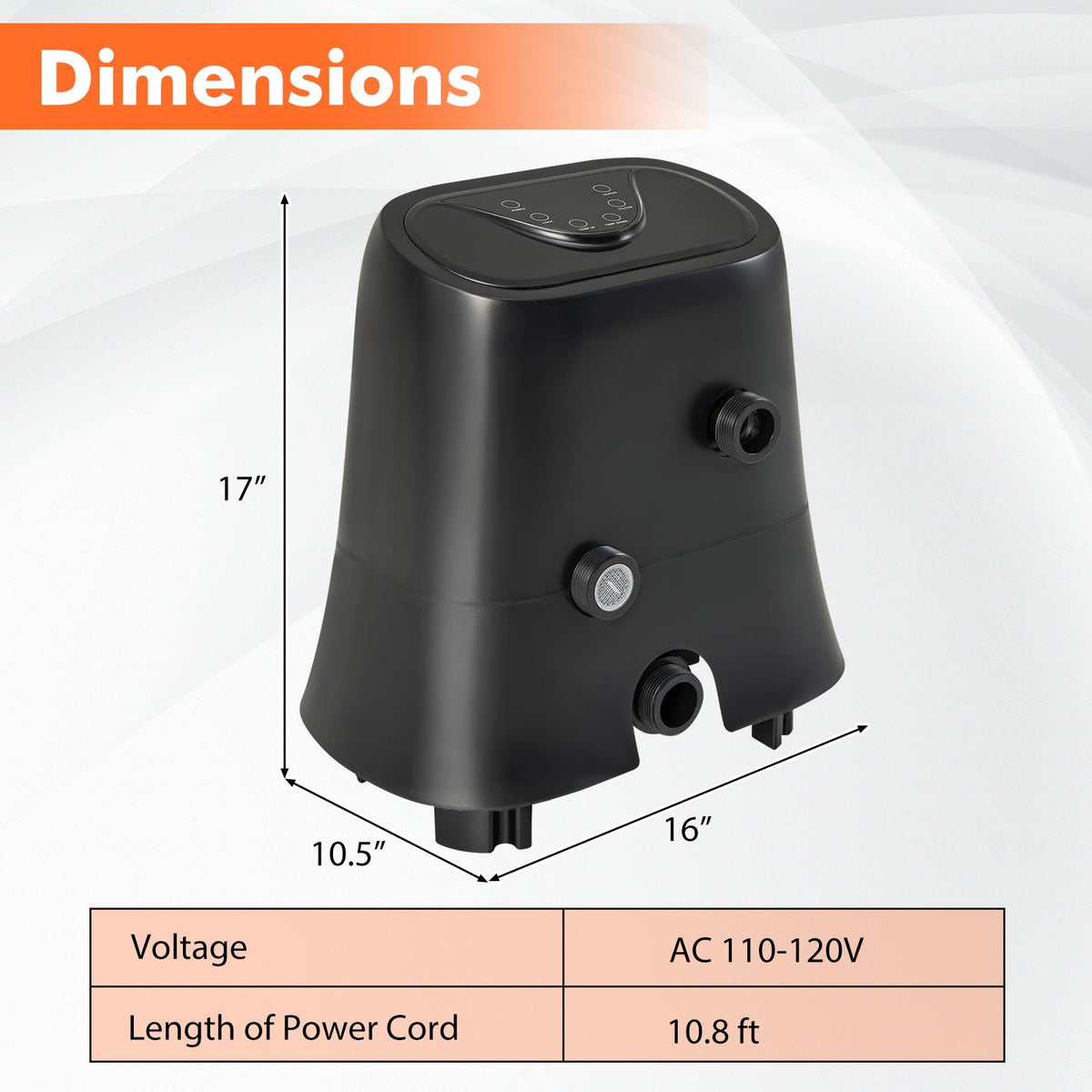 Costway 1350W Electric Heater Pump for Inflatable Hot Tubs, Black