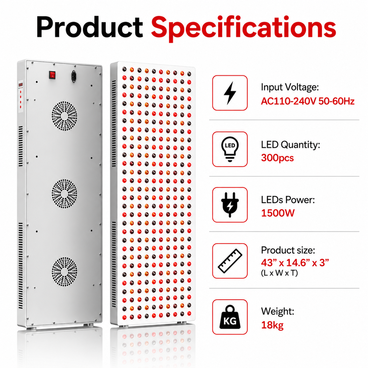 iReliev Full-Body Red and Near-Infrared Panel, 1500W