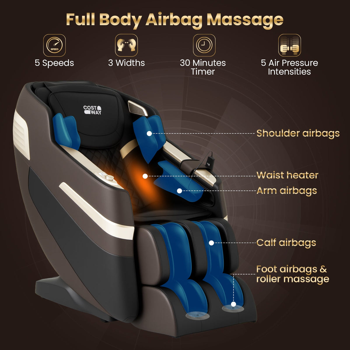 Relaxation 44 Full-Body Massage Chair with Airbags and Heat