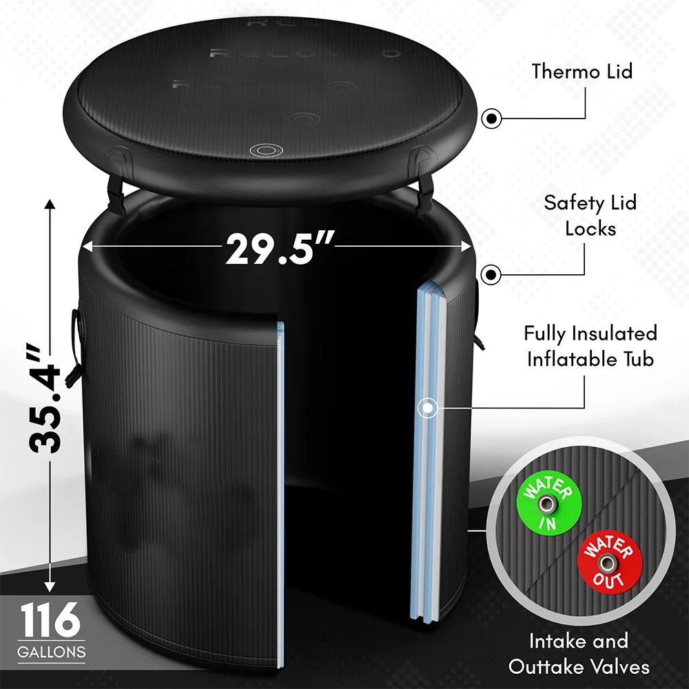 Pro Elite 90 cm Inflatable Ice Bath Pod with Insulated Lid