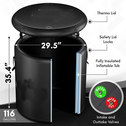 Pro Elite 90 cm Inflatable Ice Bath Pod with Insulated Lid