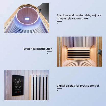 1-Person Solid Wood Dome Sauna with Digital Control Panel