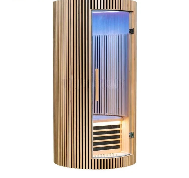 1-Person Solid Wood Dome Sauna with Digital Control Panel