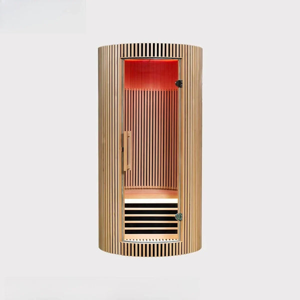 1-Person Solid Wood Dome Sauna with Digital Control Panel