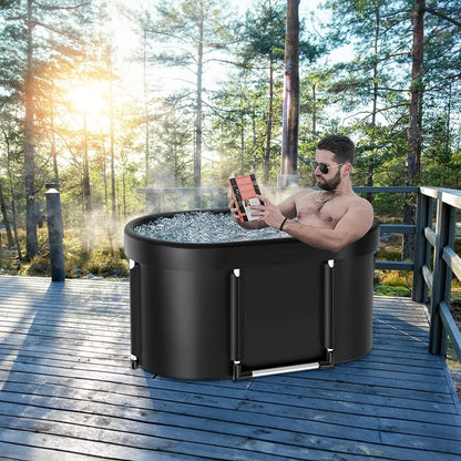 Portable Foldable Ice Bath Tub with Insulated Cover