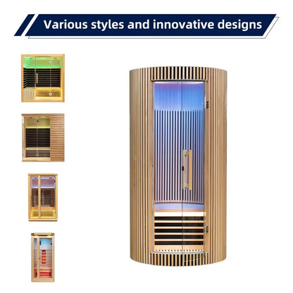 1-Person Solid Wood Dome Sauna with Digital Control Panel