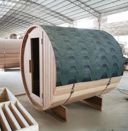 Red Cedar Barrel Sauna — Outdoor Dry Sauna Room for 2-4 People
