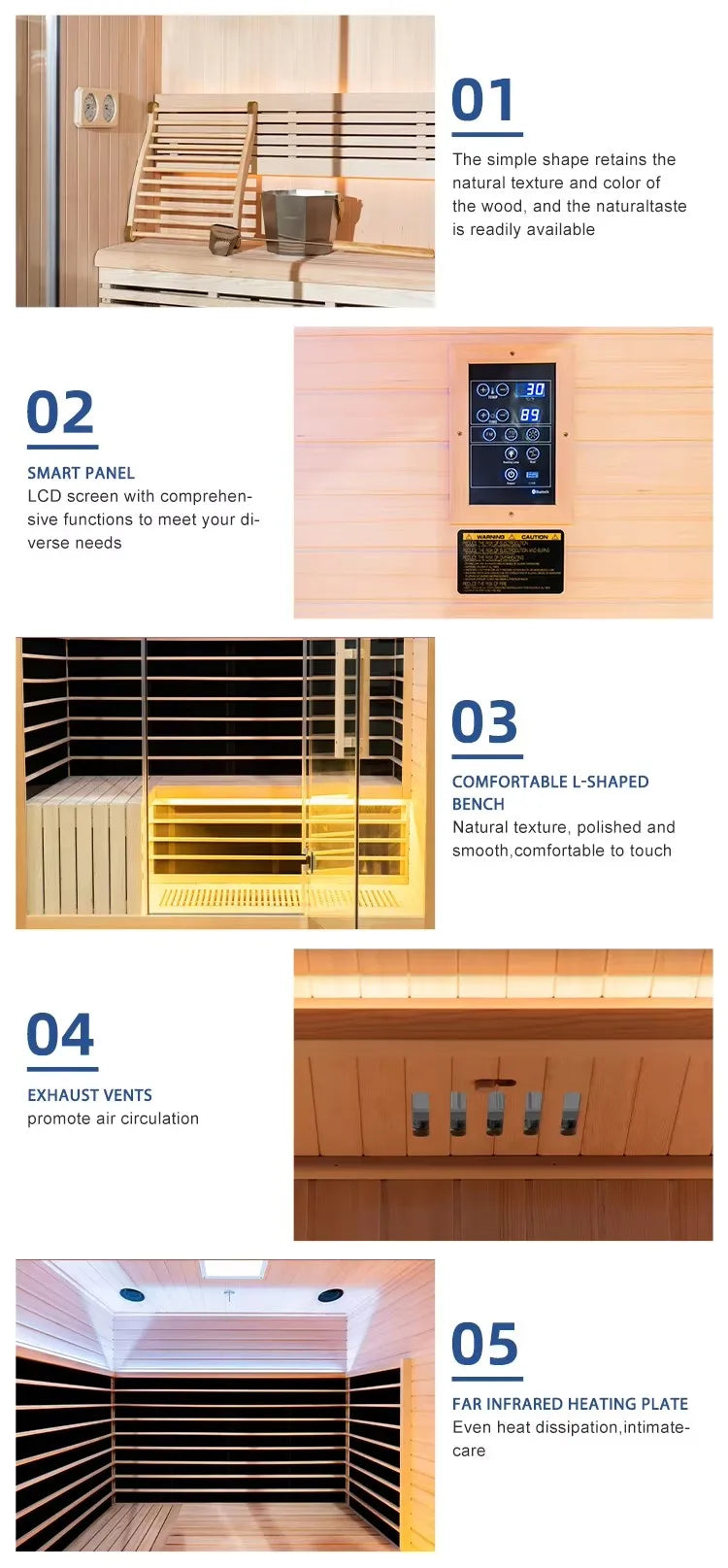 1-Person Solid Wood Dome Sauna with Digital Control Panel