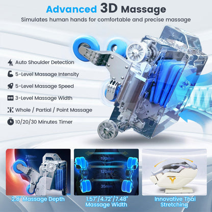 Therapy 36 3D SL-Track Massage Chair with Heat and Foot Rollers
