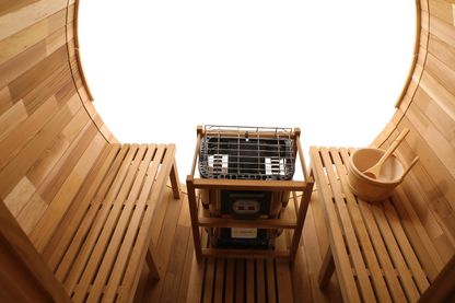 Blisspod Prague Red Cedar Outdoor Barrel Sauna with Glass Back