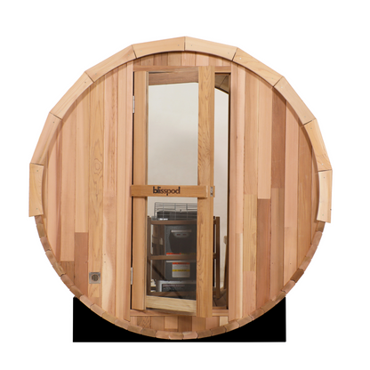Blisspod Prague Red Cedar Outdoor Barrel Sauna with Glass Back
