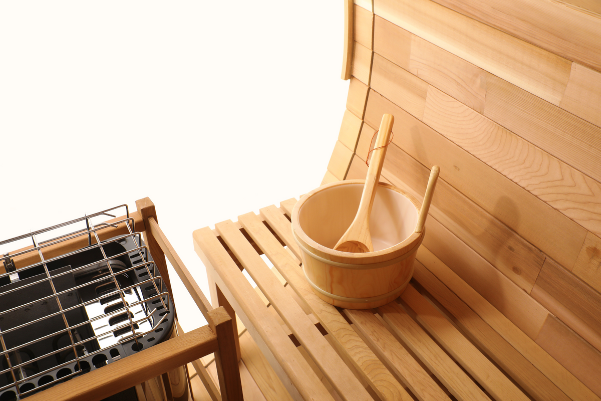 Blisspod Prague Red Cedar Outdoor Barrel Sauna with Glass Back