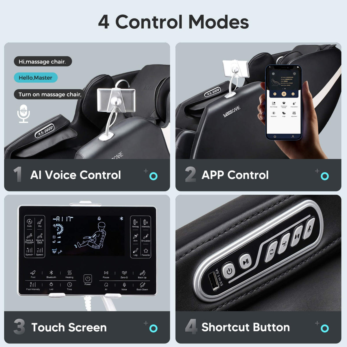 Bosscare Zero-Gravity Shiatsu Massage Chair with Voice Control