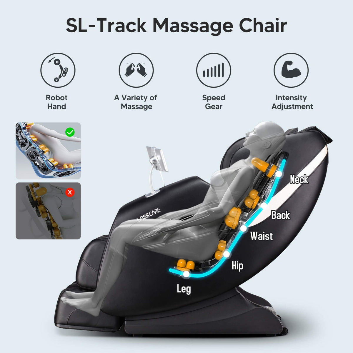 Bosscare Zero-Gravity Shiatsu Massage Chair with Voice Control