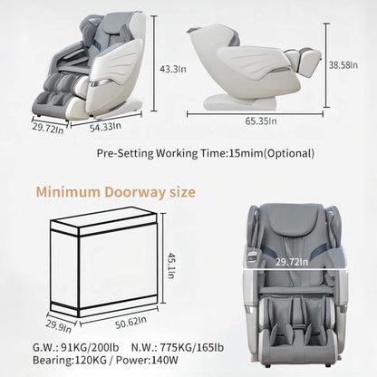 Bosscare Premium Zero-Gravity Massage Chair with Voice Control, Gray