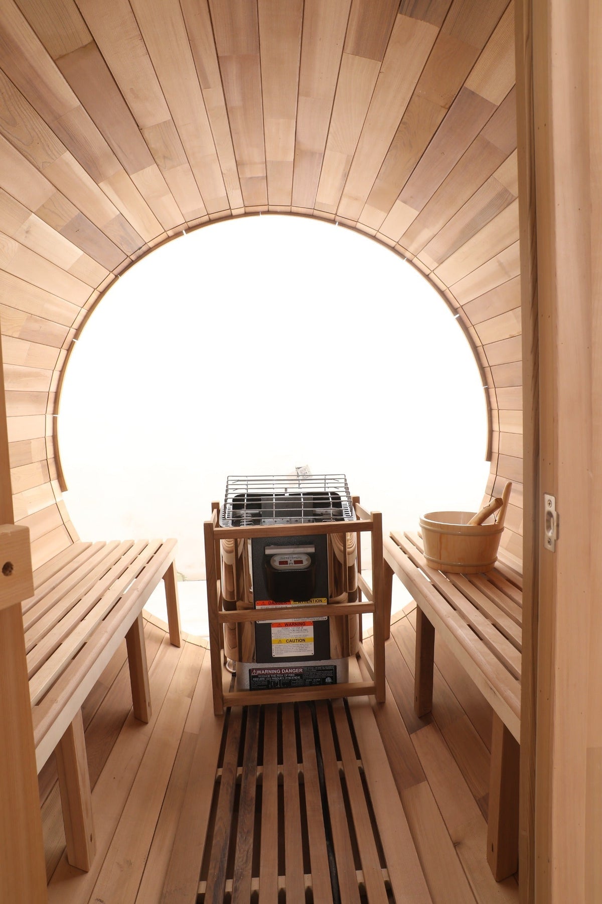 Blisspod Prague Red Cedar Outdoor Barrel Sauna with Glass Back