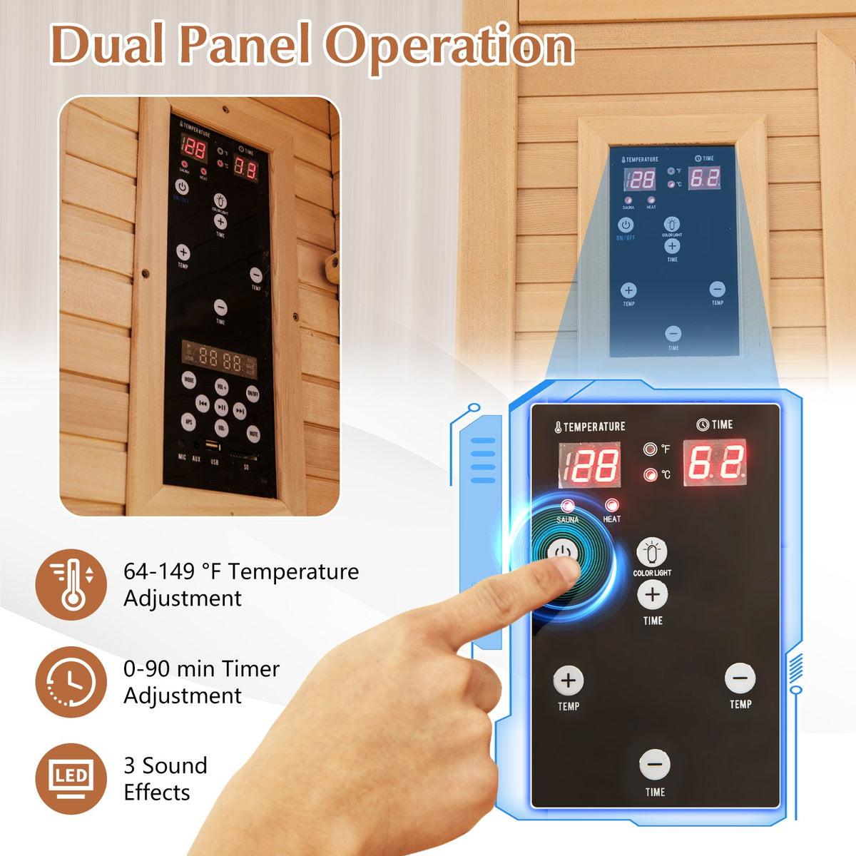 1-2 Person Far Infrared Sauna with Bluetooth Speakers