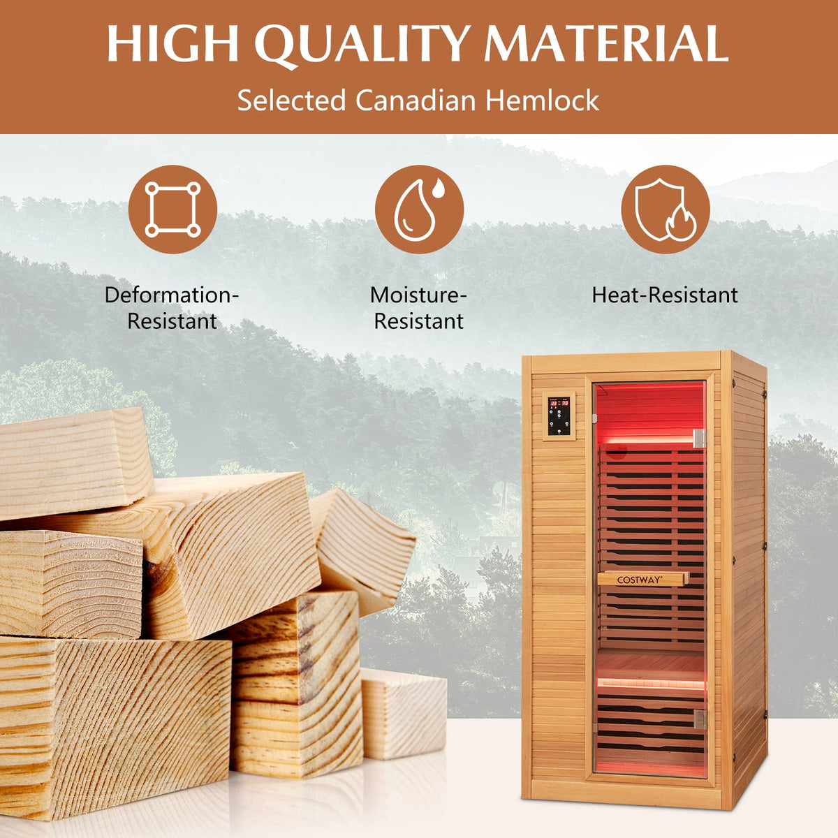 1-2 Person Far Infrared Sauna with Bluetooth Speakers