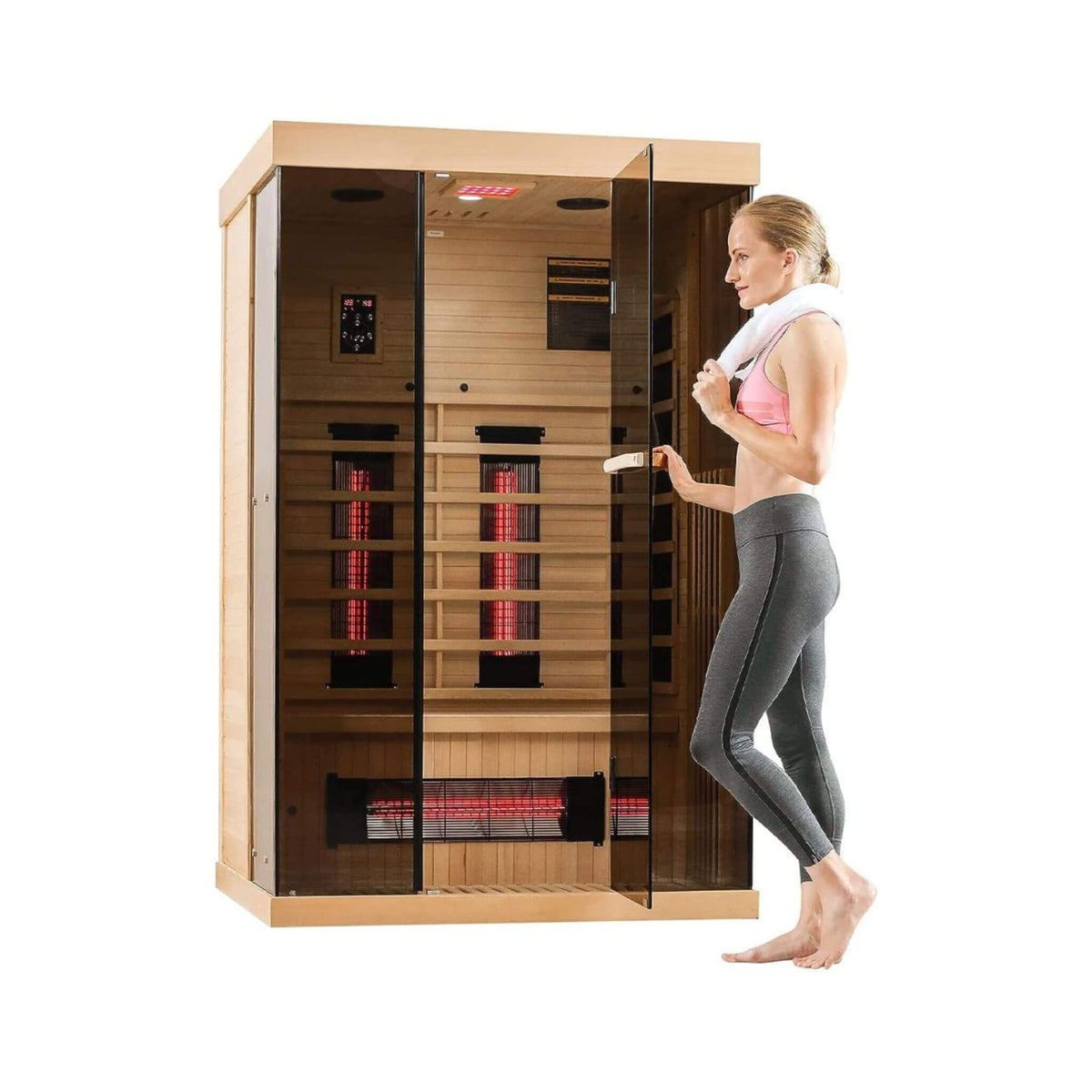 Valen 2-Person Far Infrared Sauna with Panoramic Glass, 2000W