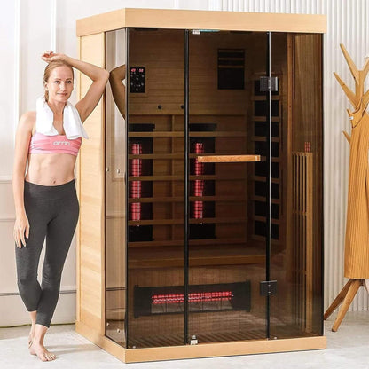 Valen 2-Person Far Infrared Sauna with Panoramic Glass, 2000W