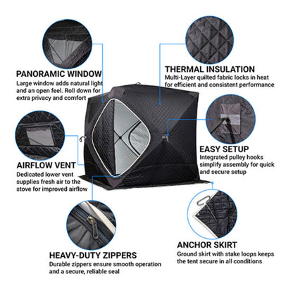 Portable 4-Person Insulated Sauna Tent with Gas Heater (No Floor)