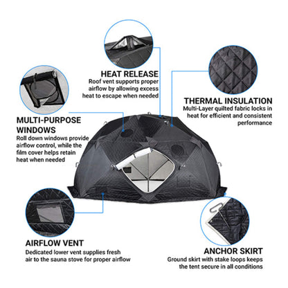 Portable 6-Person Insulated Sauna Tent with Gas Heater (No Floor)