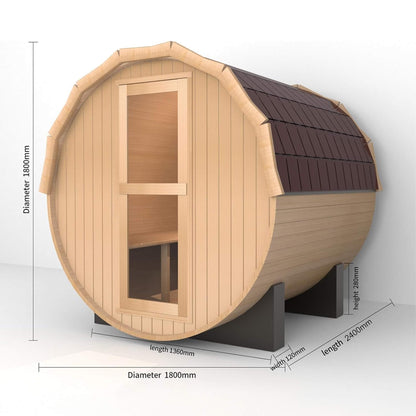 Haven Pinewood Outdoor Barrel Sauna with 4.5 kW Heater (Made to Order)