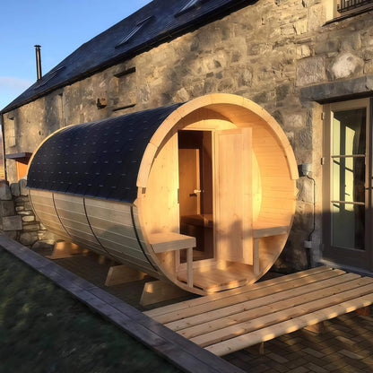 Haven Pinewood Outdoor Barrel Sauna with 4.5 kW Heater (Made to Order)