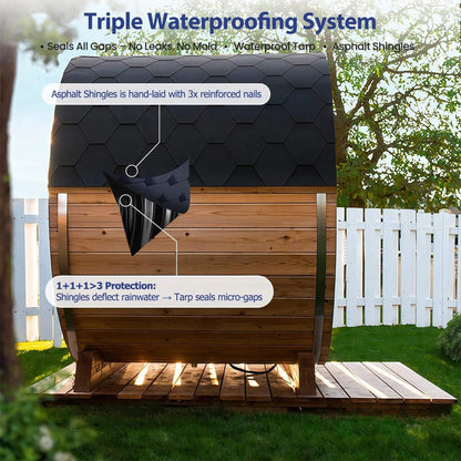 Haven Pinewood Outdoor Barrel Sauna with 4.5 kW Heater (Made to Order)