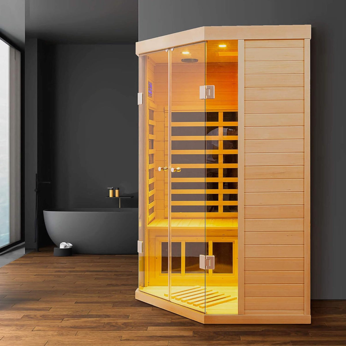 Laurent 2-Person Corner Infrared Sauna, 1600W