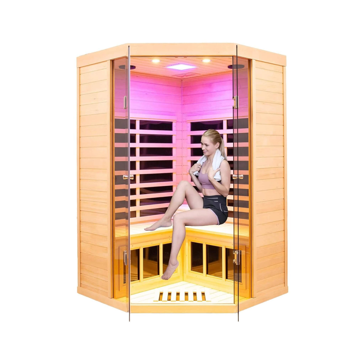 Laurent 2-Person Corner Infrared Sauna, 1600W
