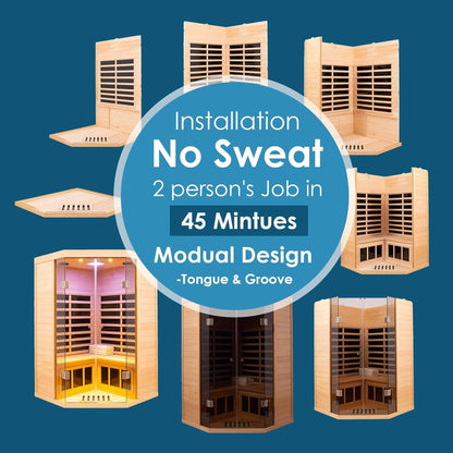 Laurent 2-Person Corner Infrared Sauna, 1600W
