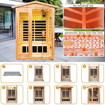 Zorin 2-Person Indoor/Outdoor Far Infrared Sauna, 1750W