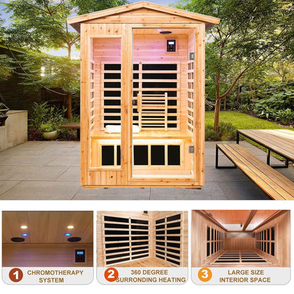 Zorin 2-Person Indoor/Outdoor Far Infrared Sauna, 1750W